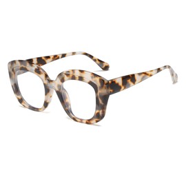 LJCZKA Blue Light Filter Glasses Women's Square Large Chunky Blue Light Glasses Women's Square Vintage for Computer TV Work Gaming, leopard
