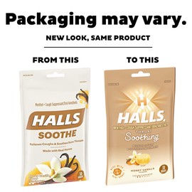 HALLS Throat Soothing Honey Vanilla Cough Drops, 30 Drops