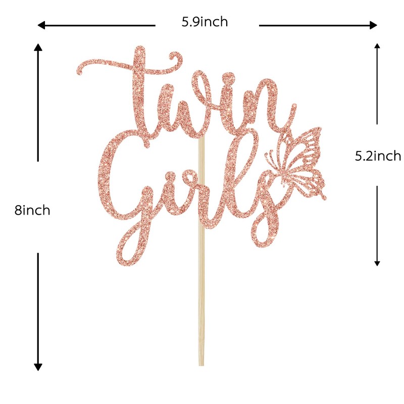 Decoración para tartas de bebé con purpurina en oro rosa,