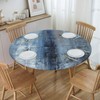 FATTTYCY Round Table Cloth Blue and Grey Abstract Art Tablecloth