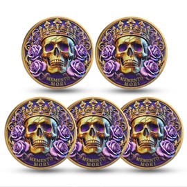 RYUKENLM 5 Pack of Memento Mori Coin Skull Challenge Coins EDC Reminder Token Your Time is Limited Inspirational Stoicism Gifts for Daily Stoic Practice