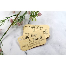 Bridal Shower Tags - Custom Gift Tags With Love & Thanks (Set of 12) (Antique Gold)