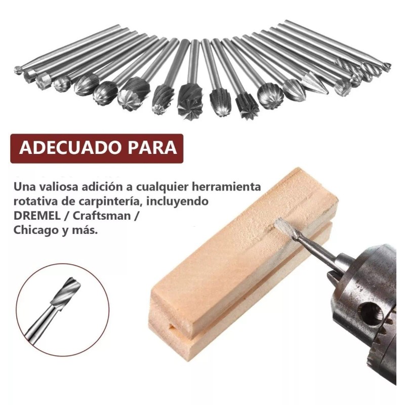 LOVLYLOVLY 20 Pzs Kit Fresas Para Madera Carburo Para Dremel