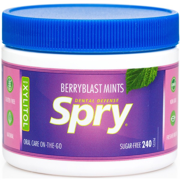 Spry Xylitol Mints, Berry Blast, 240 Count - Breath Mints That Promote Oral Health, Increase Saliva Production, and Stop Bad Breath