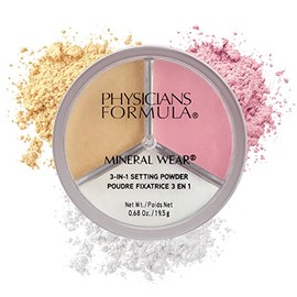 Physicians Formula Mineral Wear Polvo de ajuste 3 en 1, conjunto/brillante/hornear, 0.68 onzas