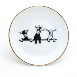 Goat ring dish, ringholder with 22K Gold accents Lennymud by Lorrie Veasey