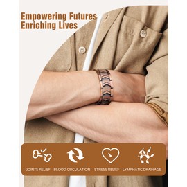 Jecanori Magnetic Bracelet Men & Cooper Ring Set,Copper Bracelet with 57pcs Ultra Strength Magnets(3800 Gauss). Adjustable Wristband with Removal Tool&Jewelry Gift Box