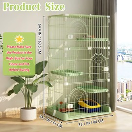 Hamiledyi 4-Tier Cat Cage Indoor Large Cat Enclosure with 1 Ramp Ladders 3 Platforms 3 Doors Metal Cat Playpen Outdoor Kitten Cage for 1-3 Small and Medium Pets (Green)
