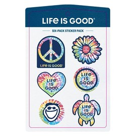 Life is Good. Six-Pack Stickers, Tie Dye Pack