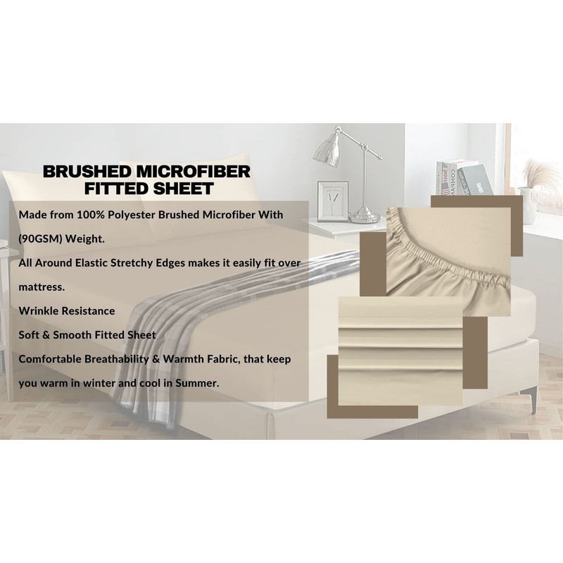 Cream Fitted Sheet King Size - 25cm Deep Pocket -