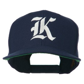 Old English K Embroidered Flat Bill Cap - Navy OSFM