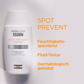 Isdin FotoUltra Spot Prevent SPF 50+, Fusion Fluid Texture, Very High Protection, Prevents Pigment Spots, 50 ml