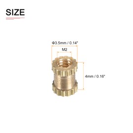DTGN M2x4x3.5mm (IDxLxOD) Knurled Insert Nuts Brass Plastic Shell Brass Female Thread Heatset 20pcs