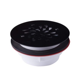 4-1/4 Shower Base Drain No Caulk, Matte Black, fits 2" waste pipe