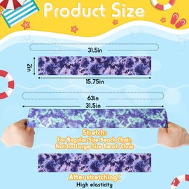 8 Pack Towel Bands for Beach Chairs Cruise Towel Clips for Lounge Beach Pool Chairs Towel Strap Holder Elastic Windproof Beach Accessories for Summer (Elegant Style,15.75 x 1.97 Inch)