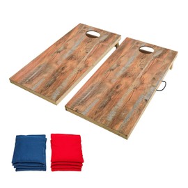 OOFIT Wooden Premium Cornhole Game Set with Weatherproof Coating, Portable Toss Boards Includes Set of 8 Corn Hole Toss Bags (Junior, Tailgate, Regulation Size)