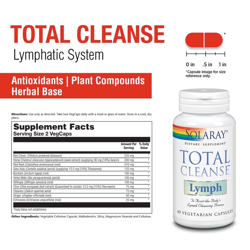 SOLARAY Total Cleanse Lymph - Herbal Wellness Complex - Ginger
