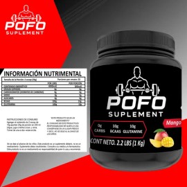 Aminoácidos Bcaas  Glutamina Pofo Suplements 1kg 50servis                                                                                             