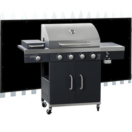 Heat Shield Behind Grill 3.2'x6' Heat Shield Mat for Wall, Heavy Duty Grill Fireproof Cover and Screen Protector Thermal Barrier Pad with Hanging Holes for Outdoor Deck Fence, Black (3.2X6FT)