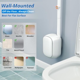 Toilet Cleaner Wand, Disposable Toilet Brush and Holder Set, Toilet Bowl Cleaner Brush, Wall Mounted Toilet Brush Set,1 Wand +1 Storage Caddy+ 12 Refill Heads