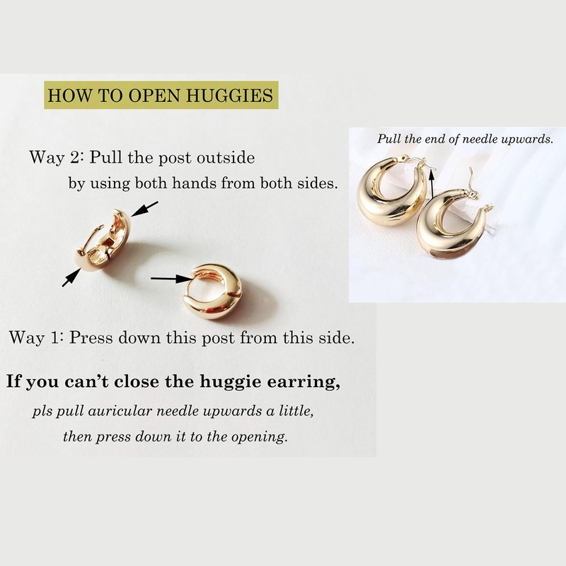 HILXURY Gold Chunky Hoop Earrings Set for Women, 14K Gold