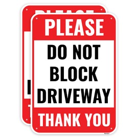 2PC Do Not Block Driveway Sign, 14 x 10 Inches - Aluminum - Active Driveway No Parking Dont Block Driveway Sign