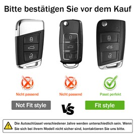 OATSBASF Car Key Case VW, VW Golf 7 Key Case, Key Box Cover for VW Polo, Skoda, Tiguan, MK7 3 Buttons (BD Blue)