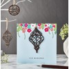 Laser Cut Wooden Lantern Eid Mubarak Card - Blue