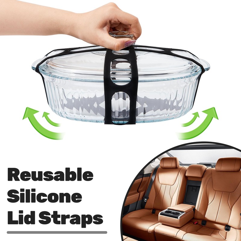 Lid Latch Compatible with Crockpots, Crisscross Silicone Universal Securing Strap