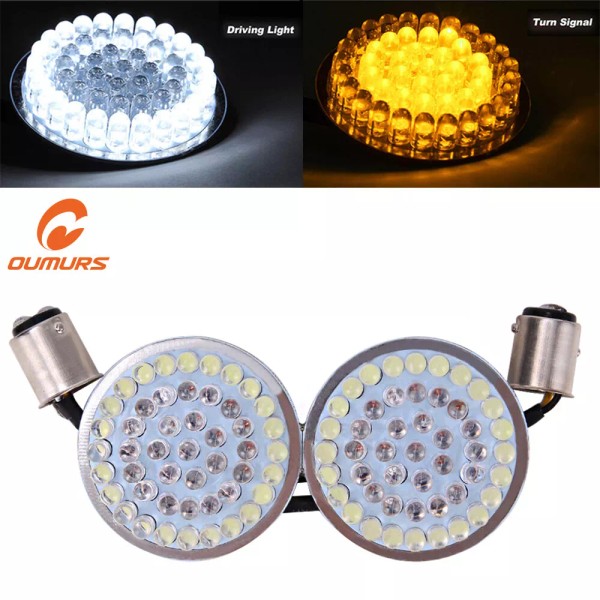 OUMURS 2" Bullet LED Turn Signal Lights 1157 Smoke Lens