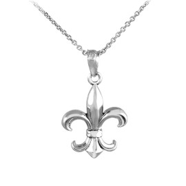 Sterling Silver Fleur-de-Lis Charm Pendant Necklace, 20"