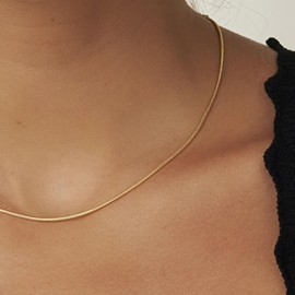 YOTIME Gold Necklace for Women- 18K Dainty Choker Necklace for Women Simple Gold Necklaces Shining Dots Box Chain Sparkle Necklaces Cute Paperclip Link Herringbone Trendy Jewelry(Herringbone)
