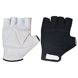 WEIGHT LIFTING LEATHER PADDED FITNESS TRAINING GYM CYCLING WHEELCHAIR ALL SPORTS GLOVES W-1057 (Large)