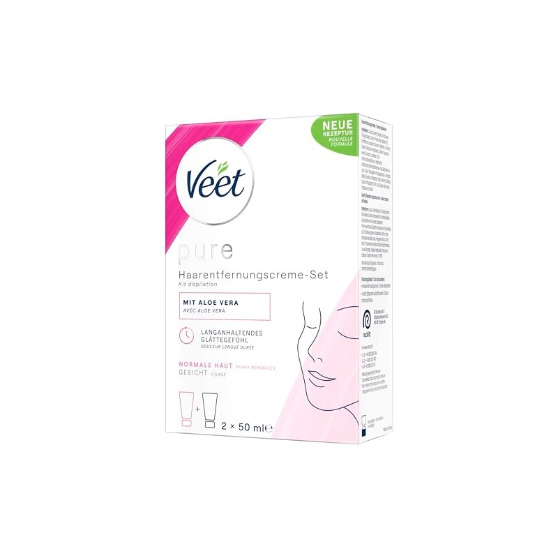 Veet Pure Hair Removal Cream for Face, Normal Skin, 100