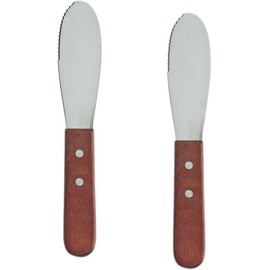 Fonteme 3.5-inch Butter Spreader Knives | Wide Blade Stainless Steel Spreader Knife | Wooden Handle Spreading Knives | Sandwich Condiment Spreader | 3.5" Blade, Serrated [2PK]