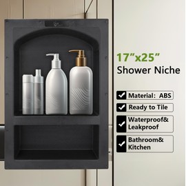 Uni-Green Recessed Shower Niche 17X25 Arch Double Shelf-Shower Cube for Organizer Storage or Shampoo and Toiletry Storage