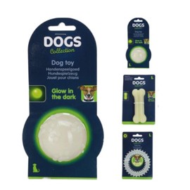 Envenzo Dog Toys Glow In The Dark Set of 3PCS High Visibility Glow Ball and Ring and Bone for Puppies for Fetch Games, Great for Night-Time Fetch and Play