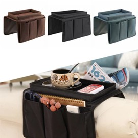 DZOZO Sofa Chair Couch Armrest Organizer Remote Control Holder Caddy Handset Holder Armchair Storage Bag with Cup Holder for Tablet, Phone, Pad, Book, Magazines, 6 Pockets