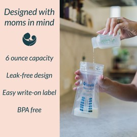 Ameda Pump'N Protect Breastmilk Storage Bag 6oz | 100 Count | Breast Milk Storage Bags for Refrigerator or Freezer | BPA Free | Breastfeeding Essentials | Breastfeeding Supplies