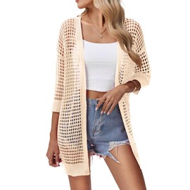 Zeagoo Lightweight Cardigans for Women 2025 Summer Short Sleeve Crochet Oversized Knit Boho Kimono Cardigans