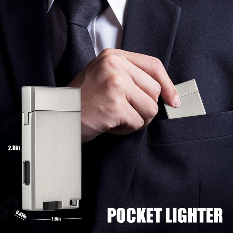 Copmotds Butane Lighter with Keyhole, 2 Pack Double Jet Flame