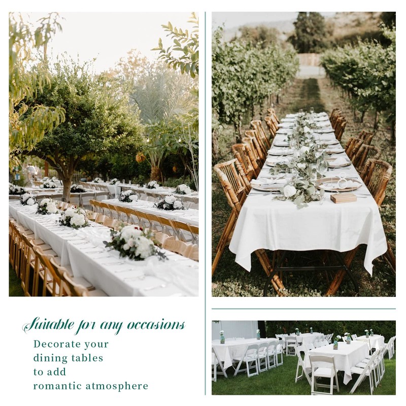 Showgeous White Tablecloths Rectangular Polyester Tablecloth for 8ft Rectangle Tables