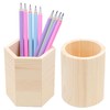 Bakiauli Set of 2 Wooden Pen Holders, Round and Hexagon