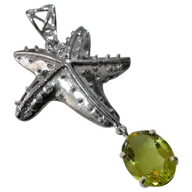 Fashion Pendant For Women 925 Sterling Silver Pendant with Lemon Topaz Gemstone Gift by Tibetan Silver