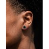 U7 Black Onyx Mens Earrings 925 Sterling Silver Round Black