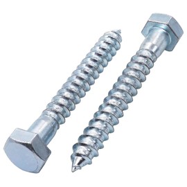 SKIR'CO Pack of 10 DIN 571 Galvanised Steel Hexagon Head Wood Screws M12 x 90 mm Screws Hex Head Key Screws