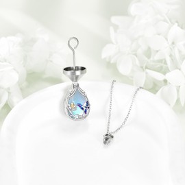 YFN Hummingbird Cremation Urn Necklace for Ashes, 925 Sterling Silver Hummingbird Urn Moonstone Jewelry for Women Men