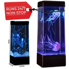 JINX LUMINOUS JELLYFISH Premium Large Lamp – 14" LED Aquarium Mood Light with Realistic Floating Jellyfish – USB Powered Lava Lamp Alternative with Color-Changing Ocean Lighting