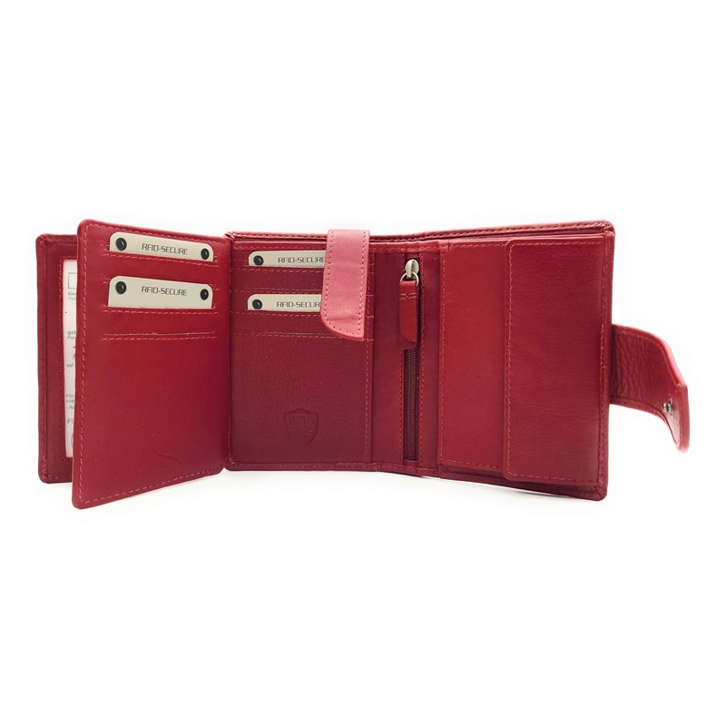 Jockey Club Genuine Leather Security Wallet with RFID Protection, red,