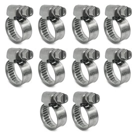 CHUN YUNG DA Worm Gear Embossed Hose Clamps Size 4 3/8 to 5/8" Adjustable Heavy Duty Stainless Steel Hose Clamp All 304 for Heater Hoses (10-16mm, Pack of 10)